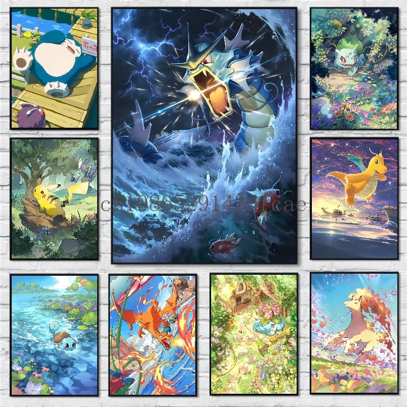 Anime Merchandise Posters - Pokemon Anime Cartoon Tela Pittura Pikachu