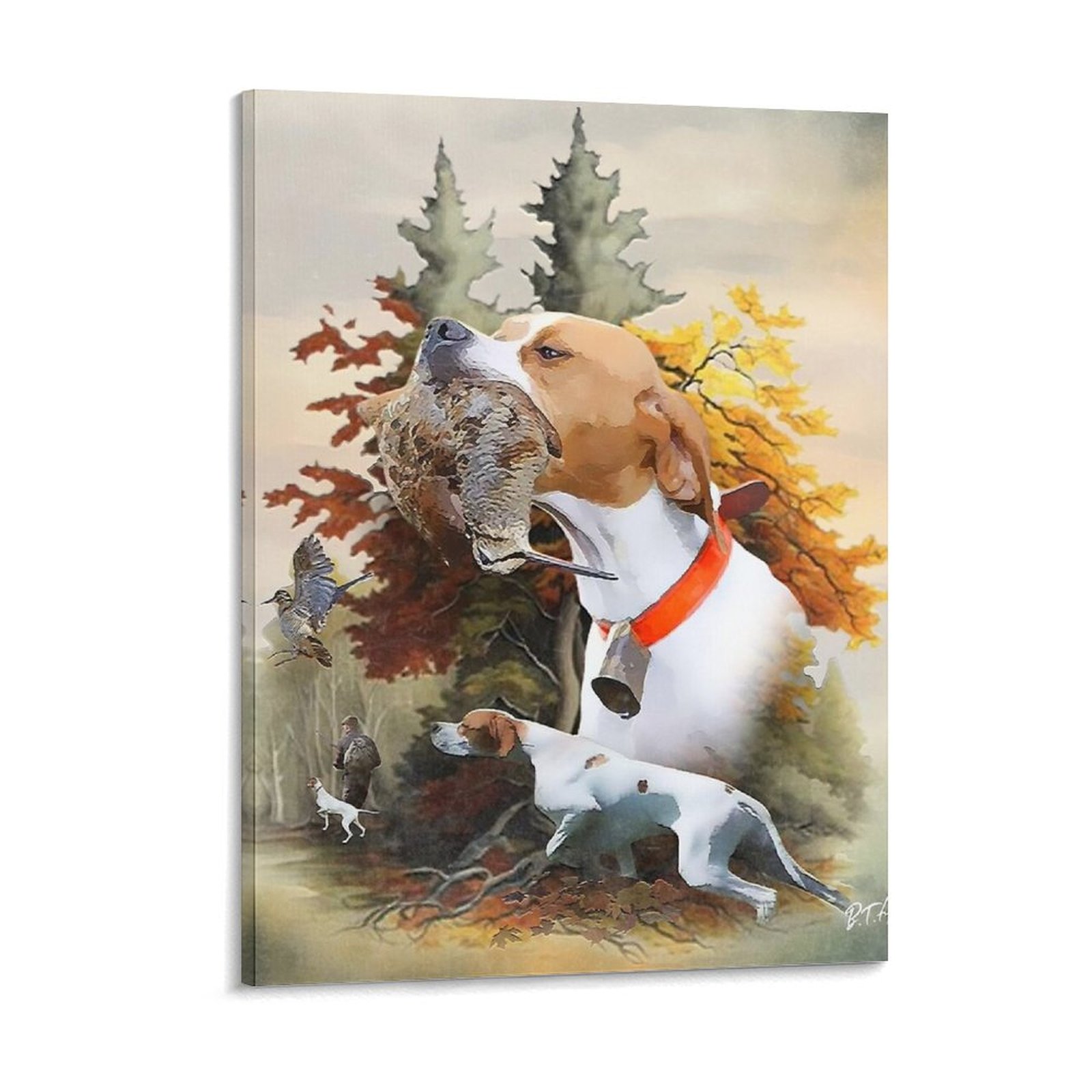 Art Print Framed - Puntatore inglese Woodcock Caccia Arte Tela